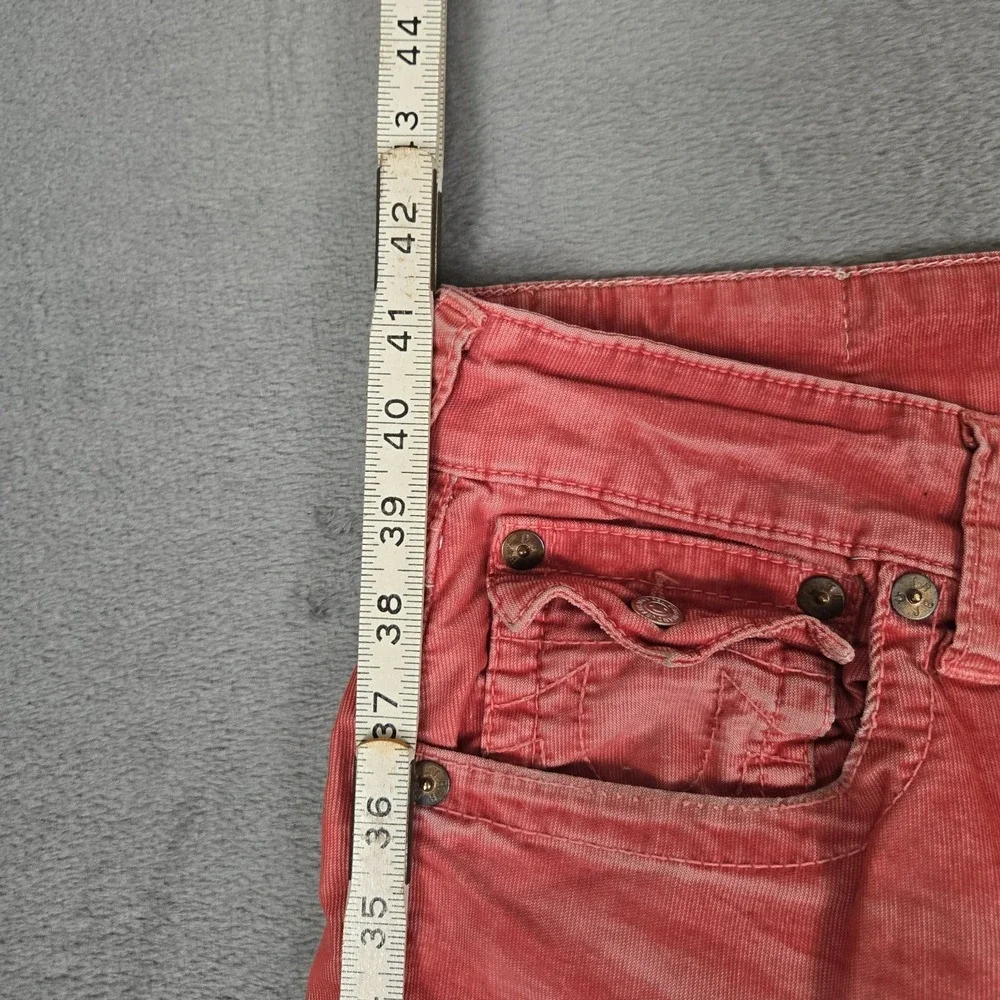 True Religion Ricky Relaxed Straight Jeans Mens 30x32 Flap Red Corduroy Y2K